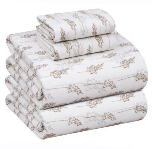 100% Cotton Flannel Sheet Set Deep Pockets Breathable Warm 170 GSM Cozy Soft - Image 191
