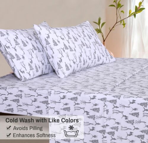 100% Cotton Flannel Sheet Set Deep Pockets Breathable Warm 170 GSM Cozy Soft - Image 202