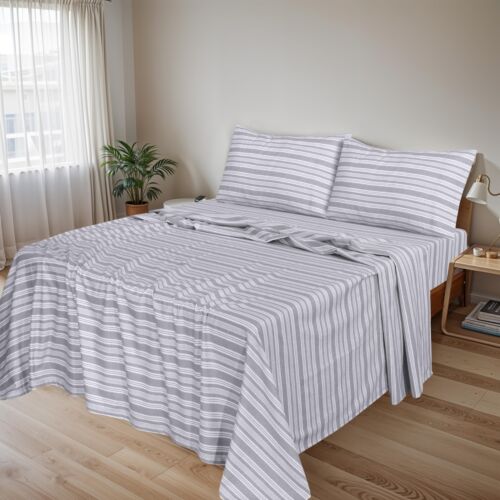 100% Cotton Flannel Sheet Set Deep Pockets Breathable Warm 170 GSM Cozy Soft - Image 207