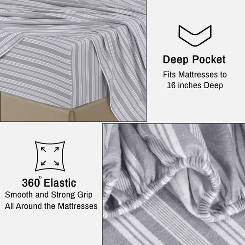 100% Cotton Flannel Sheet Set Deep Pockets Breathable Warm 170 GSM Cozy Soft - Image 209