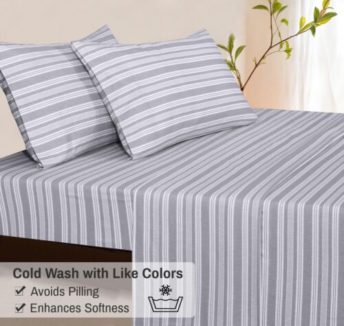 100% Cotton Flannel Sheet Set Deep Pockets Breathable Warm 170 GSM Cozy Soft - Image 211