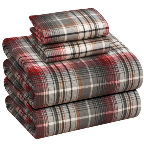 100% Cotton Flannel Sheet Set Deep Pockets Breathable Warm 170 GSM Cozy Soft - Image 213