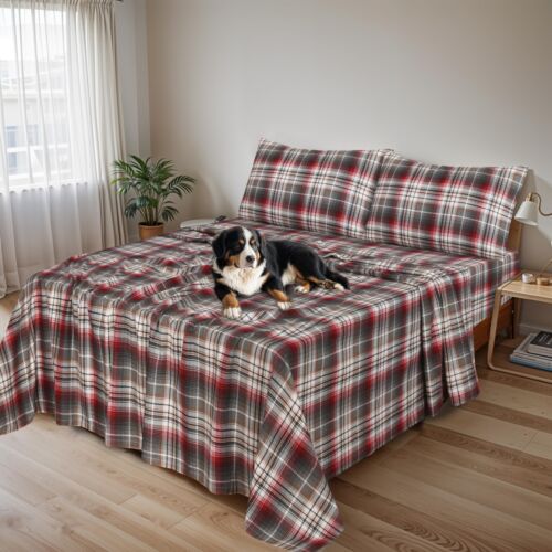100% Cotton Flannel Sheet Set Deep Pockets Breathable Warm 170 GSM Cozy Soft - Image 214