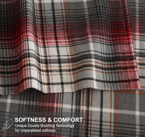 100% Cotton Flannel Sheet Set Deep Pockets Breathable Warm 170 GSM Cozy Soft - Image 215