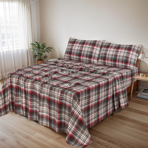 100% Cotton Flannel Sheet Set Deep Pockets Breathable Warm 170 GSM Cozy Soft - Image 220