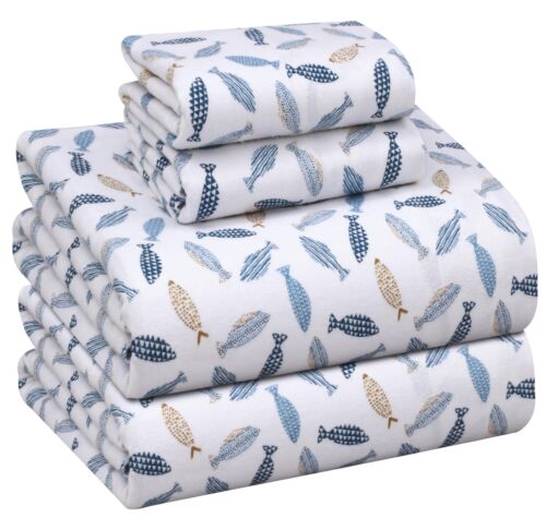 100% Cotton Flannel Sheet Set Deep Pockets Breathable Warm 170 GSM Cozy Soft - Image 221