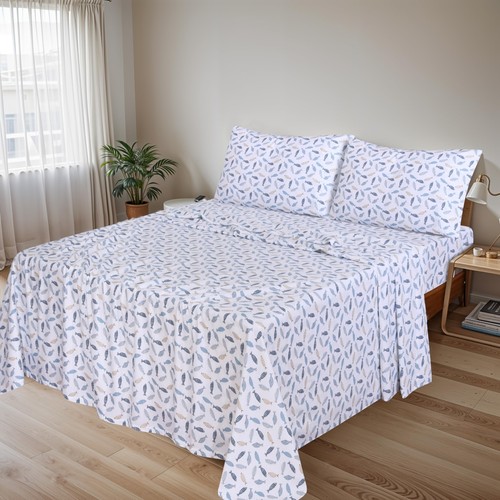 100% Cotton Flannel Sheet Set Deep Pockets Breathable Warm 170 GSM Cozy Soft - Image 222