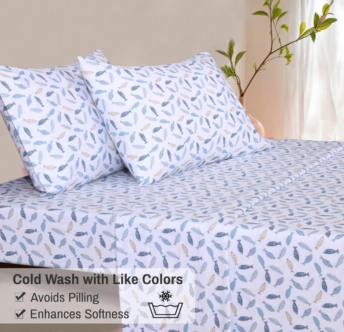 100% Cotton Flannel Sheet Set Deep Pockets Breathable Warm 170 GSM Cozy Soft - Image 224