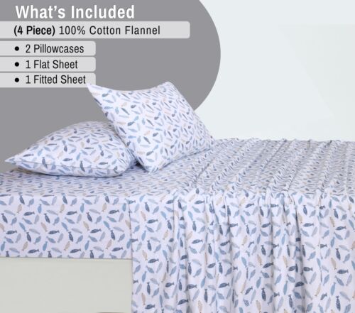 100% Cotton Flannel Sheet Set Deep Pockets Breathable Warm 170 GSM Cozy Soft - Image 228