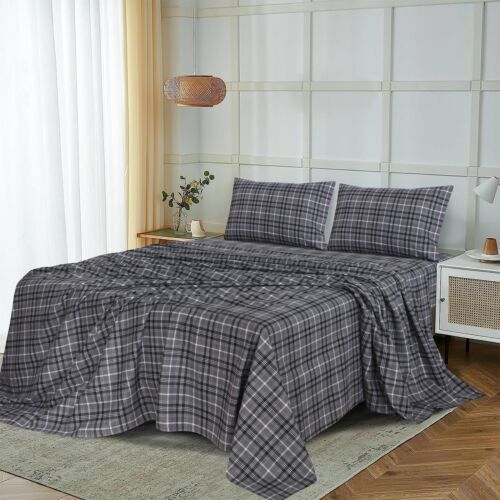 100% Cotton Flannel Sheet Set Deep Pockets Breathable Warm 170 GSM Cozy Soft - Image 236