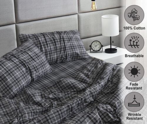 100% Cotton Flannel Sheet Set Deep Pockets Breathable Warm 170 GSM Cozy Soft - Image 238