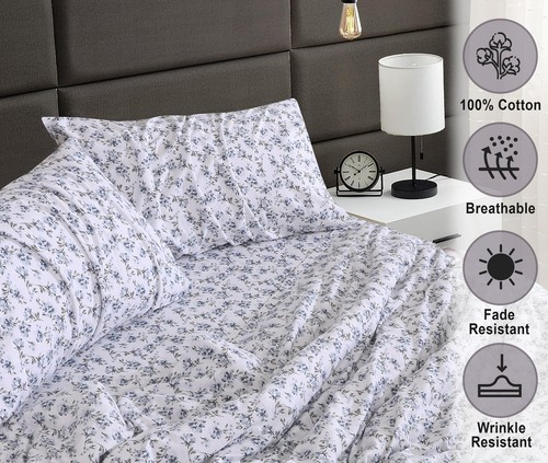 100% Cotton Flannel Sheet Set Deep Pockets Breathable Warm 170 GSM Cozy Soft - Image 247