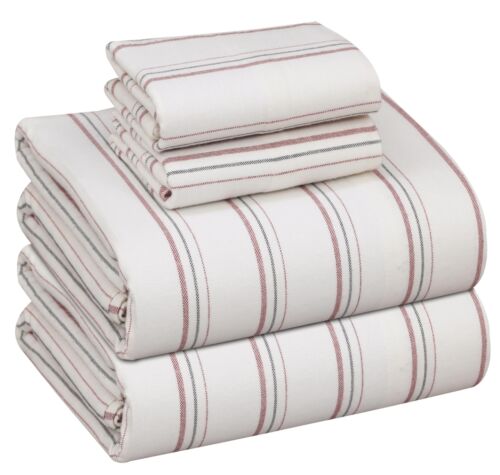 100% Cotton Flannel Sheet Set Deep Pockets Breathable Warm 170 GSM Cozy Soft - Image 259