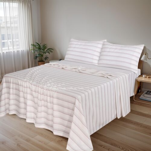 100% Cotton Flannel Sheet Set Deep Pockets Breathable Warm 170 GSM Cozy Soft - Image 260