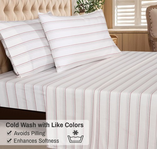 100% Cotton Flannel Sheet Set Deep Pockets Breathable Warm 170 GSM Cozy Soft - Image 264