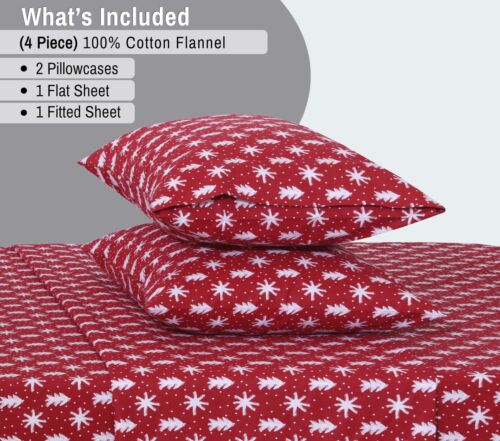 100% Cotton Flannel Sheet Set Deep Pockets Breathable Warm 170 GSM Cozy Soft - Image 268