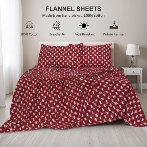 100% Cotton Flannel Sheet Set Deep Pockets Breathable Warm 170 GSM Cozy Soft - Image 270