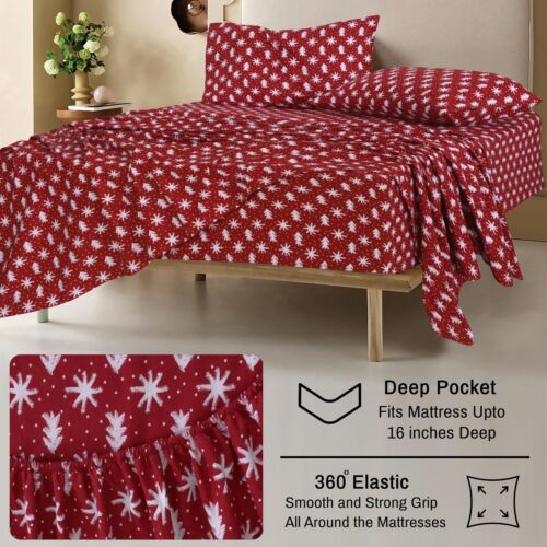 100% Cotton Flannel Sheet Set Deep Pockets Breathable Warm 170 GSM Cozy Soft - Image 271