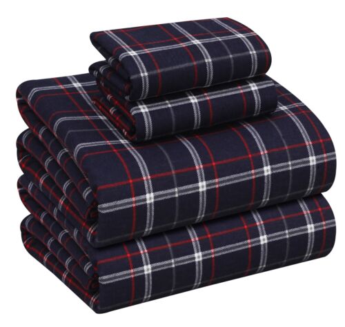 100% Cotton Flannel Sheet Set Deep Pockets Breathable Warm 170 GSM Cozy Soft - Image 274