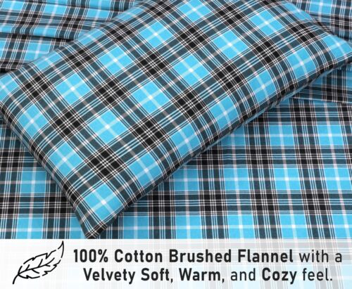 100% Cotton Flannel Sheet Set Deep Pockets Breathable Warm 170 GSM Cozy Soft - Image 284