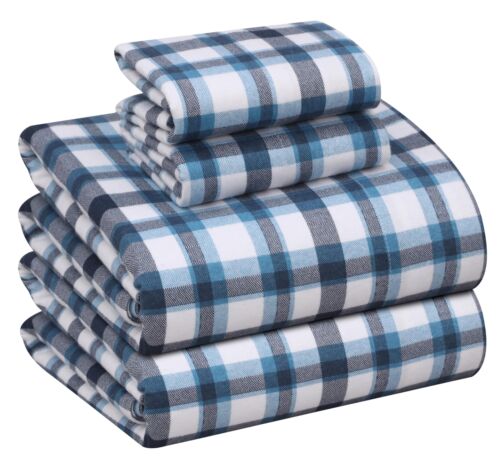 100% Cotton Flannel Sheet Set Deep Pockets Breathable Warm 170 GSM Cozy Soft - Image 289