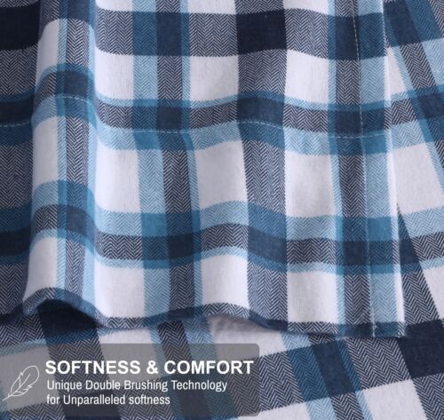 100% Cotton Flannel Sheet Set Deep Pockets Breathable Warm 170 GSM Cozy Soft - Image 291