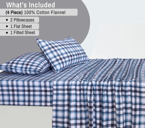 100% Cotton Flannel Sheet Set Deep Pockets Breathable Warm 170 GSM Cozy Soft - Image 295