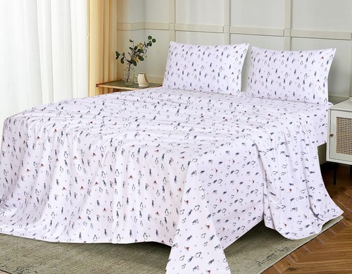 100% Cotton Flannel Sheet Set Deep Pockets Breathable Warm 170 GSM Cozy Soft - Image 296