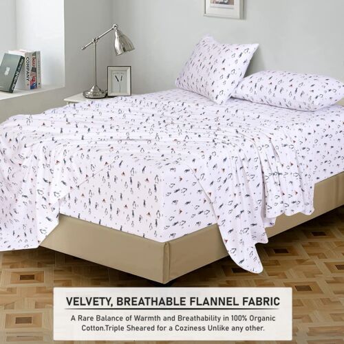 100% Cotton Flannel Sheet Set Deep Pockets Breathable Warm 170 GSM Cozy Soft - Image 300