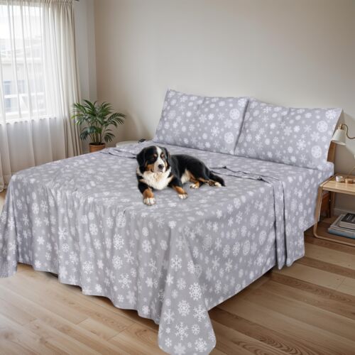 100% Cotton Flannel Sheet Set Deep Pockets Breathable Warm 170 GSM Cozy Soft - Image 305