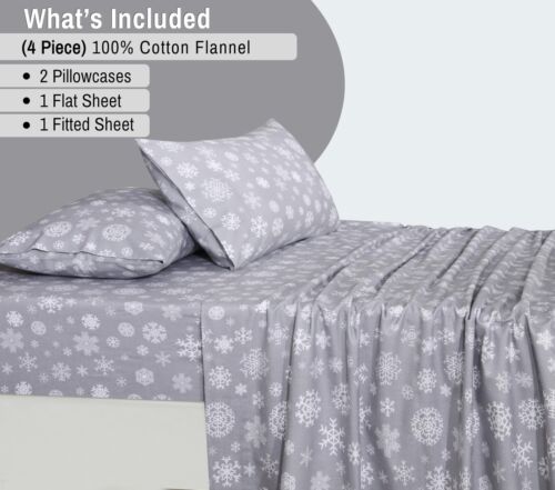 100% Cotton Flannel Sheet Set Deep Pockets Breathable Warm 170 GSM Cozy Soft - Image 310