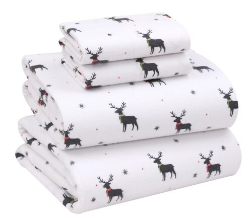 100% Cotton Flannel Sheet Set Deep Pockets Breathable Warm 170 GSM Cozy Soft - Image 311