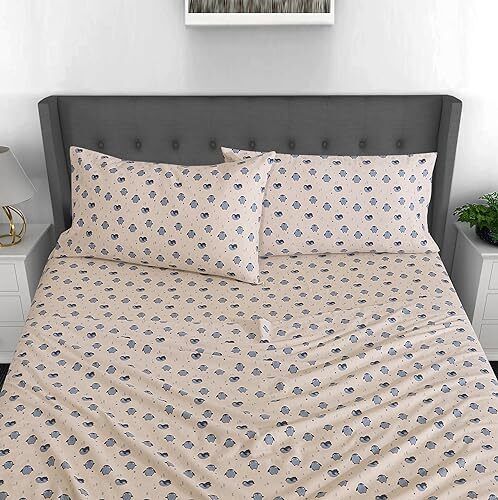 100% Cotton Flannel Sheet Set Deep Pockets Breathable Warm 170 GSM Cozy Soft - Image 334