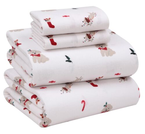 100% Cotton Flannel Sheet Set Deep Pockets Breathable Warm 170 GSM Cozy Soft - Image 335