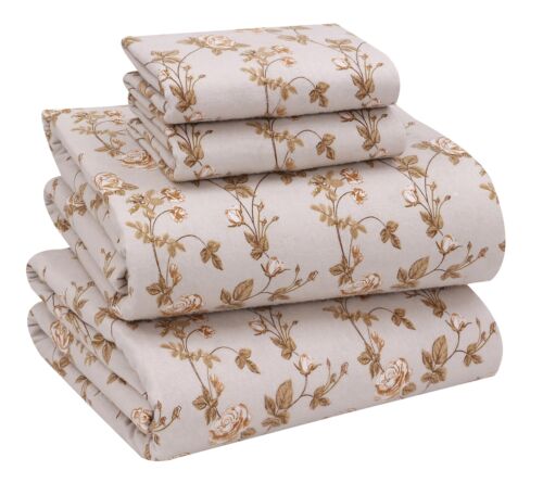 100% Cotton Flannel Sheet Set Deep Pockets Breathable Warm 170 GSM Cozy Soft - Image 343