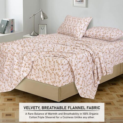 100% Cotton Flannel Sheet Set Deep Pockets Breathable Warm 170 GSM Cozy Soft - Image 347