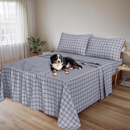 100% Cotton Flannel Sheet Set Deep Pockets Breathable Warm 170 GSM Cozy Soft - Image 365