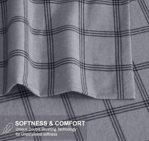 100% Cotton Flannel Sheet Set Deep Pockets Breathable Warm 170 GSM Cozy Soft - Image 367