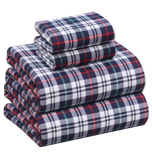 100% Cotton Flannel Sheet Set Deep Pockets Breathable Warm 170 GSM Cozy Soft - Image 372