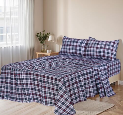 100% Cotton Flannel Sheet Set Deep Pockets Breathable Warm 170 GSM Cozy Soft - Image 373