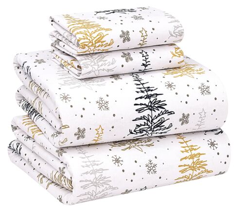100% Cotton Flannel Sheet Set Deep Pockets Breathable Warm 170 GSM Cozy Soft - Image 385