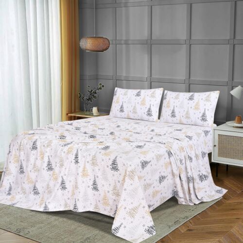 100% Cotton Flannel Sheet Set Deep Pockets Breathable Warm 170 GSM Cozy Soft - Image 386