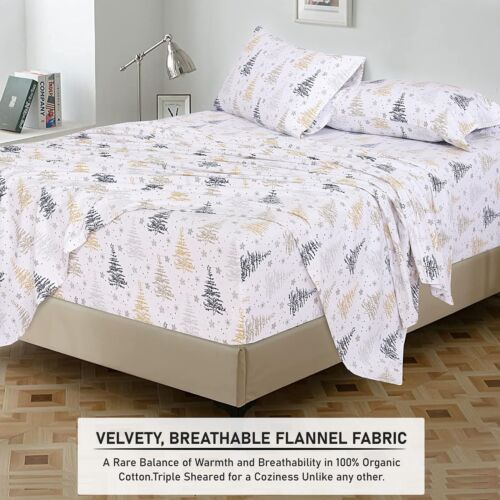 100% Cotton Flannel Sheet Set Deep Pockets Breathable Warm 170 GSM Cozy Soft - Image 389