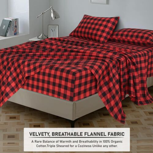 100% Cotton Flannel Sheet Set Deep Pockets Breathable Warm 170 GSM Cozy Soft - Image 404