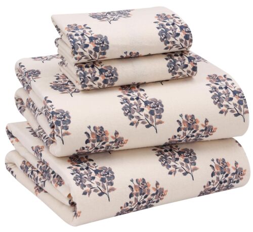100% Cotton Flannel Sheet Set Deep Pockets Breathable Warm 170 GSM Cozy Soft - Image 407
