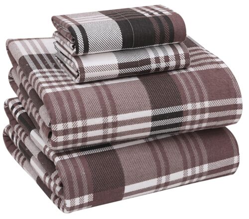 100% Cotton Flannel Sheet Set Deep Pockets Breathable Warm 170 GSM Cozy Soft - Image 416