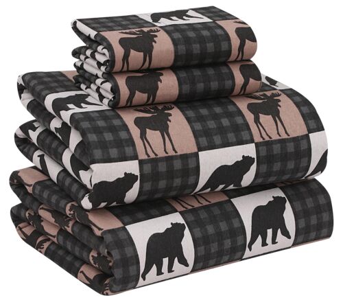 100% Cotton Flannel Sheet Set Deep Pockets Breathable Warm 170 GSM Cozy Soft - Image 434