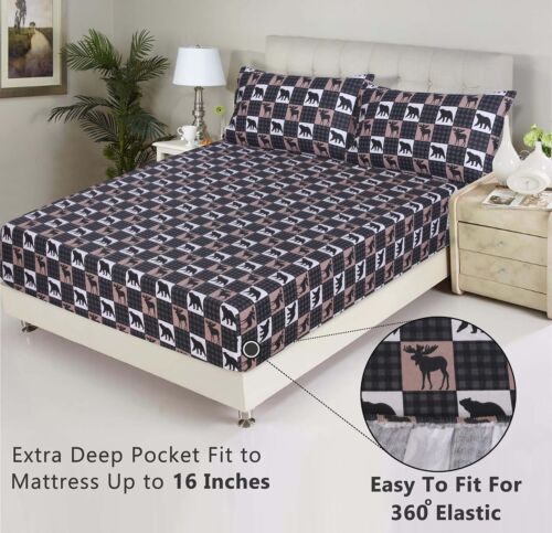 100% Cotton Flannel Sheet Set Deep Pockets Breathable Warm 170 GSM Cozy Soft - Image 437