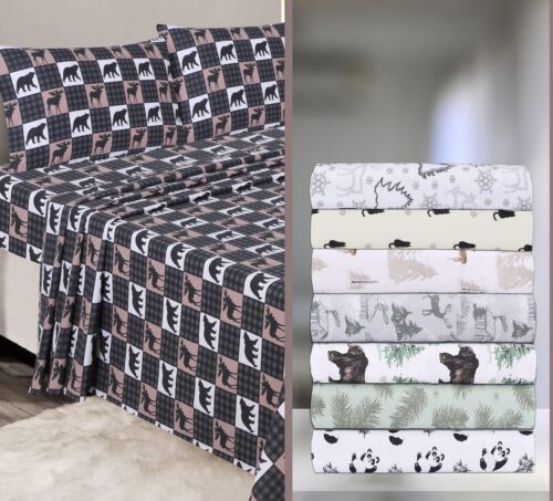 100% Cotton Flannel Sheet Set Deep Pockets Breathable Warm 170 GSM Cozy Soft - Image 440