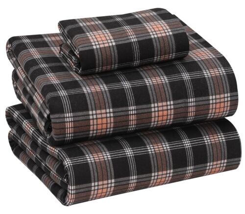100% Cotton Flannel Sheet Set Deep Pockets Breathable Warm 170 GSM Cozy Soft - Image 442